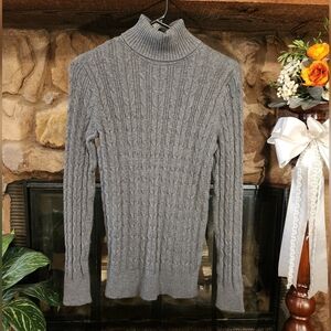 Turtleneck Sweater - Grey - Women's Small Tall